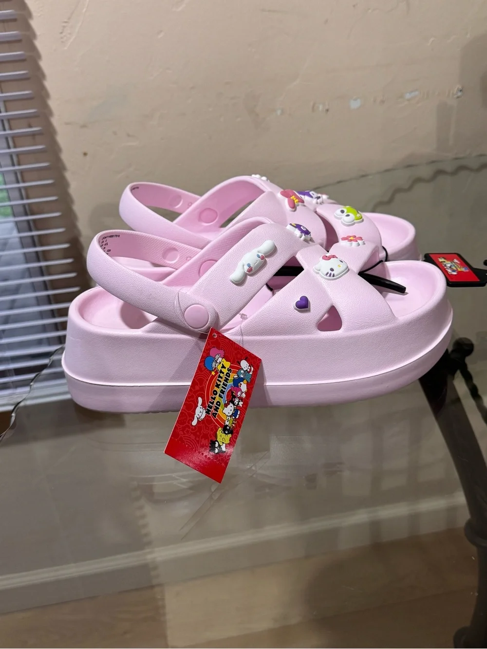 Sanrio Pink Woman Platform Slide Sandals with Character Charms